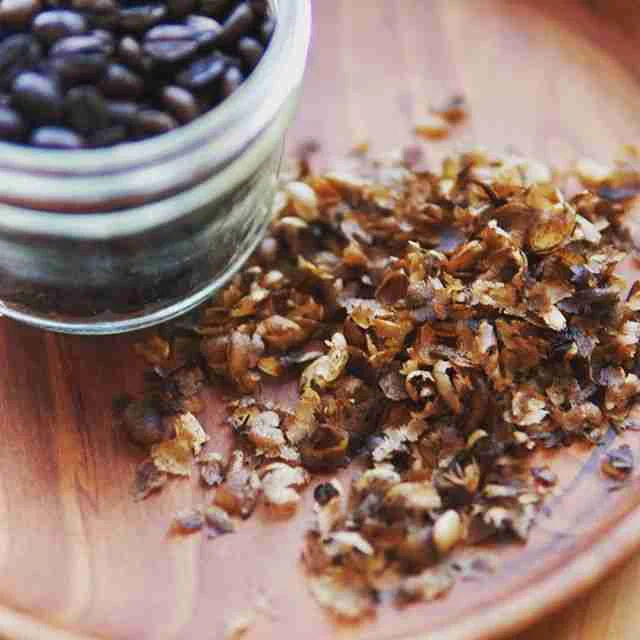 How to Roast Coffee Beans at Home 11 Coffee chaff separated from freshly roasted coffee beans.