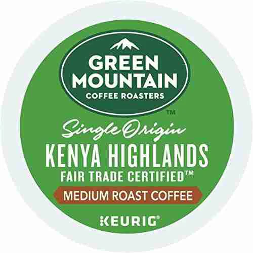 Green Mountain single origin kenya highlands medium roast coffe k-cup pod.