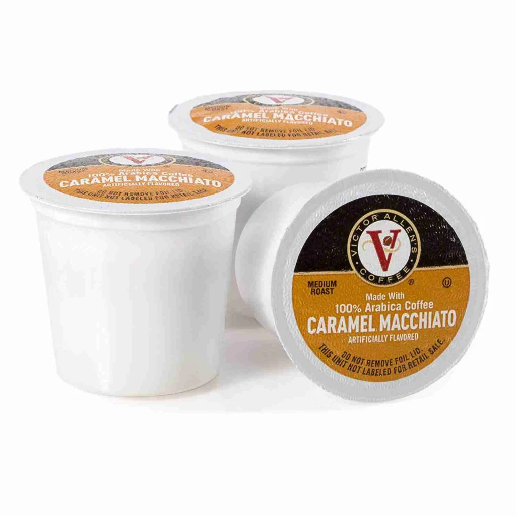 Victor Allen's coffee caramel macchiato K-cup pods.