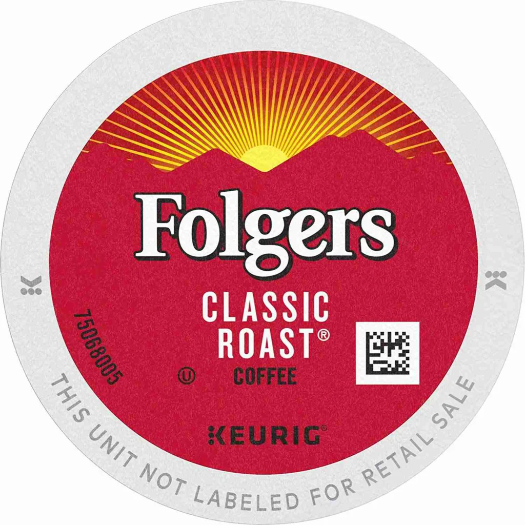 Folgers classic roast coffee K-cup.