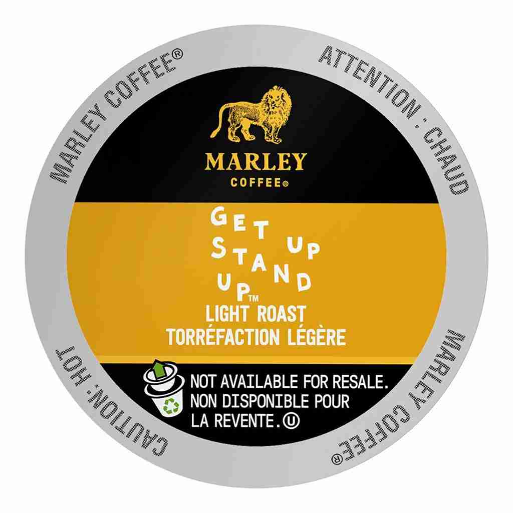 Get up stand up coffee k-cup by marley coffee.