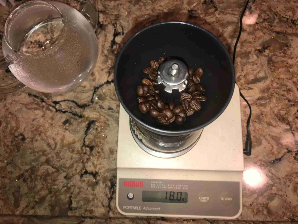 How to Make French Press Coffee 9 Weighing coffee beans for French press