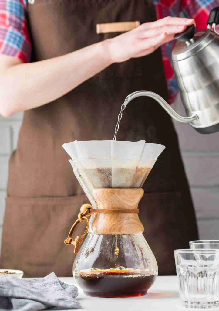 Pour Over Coffee to Water Ratio 6 Pour over coffee brewing into a carafe